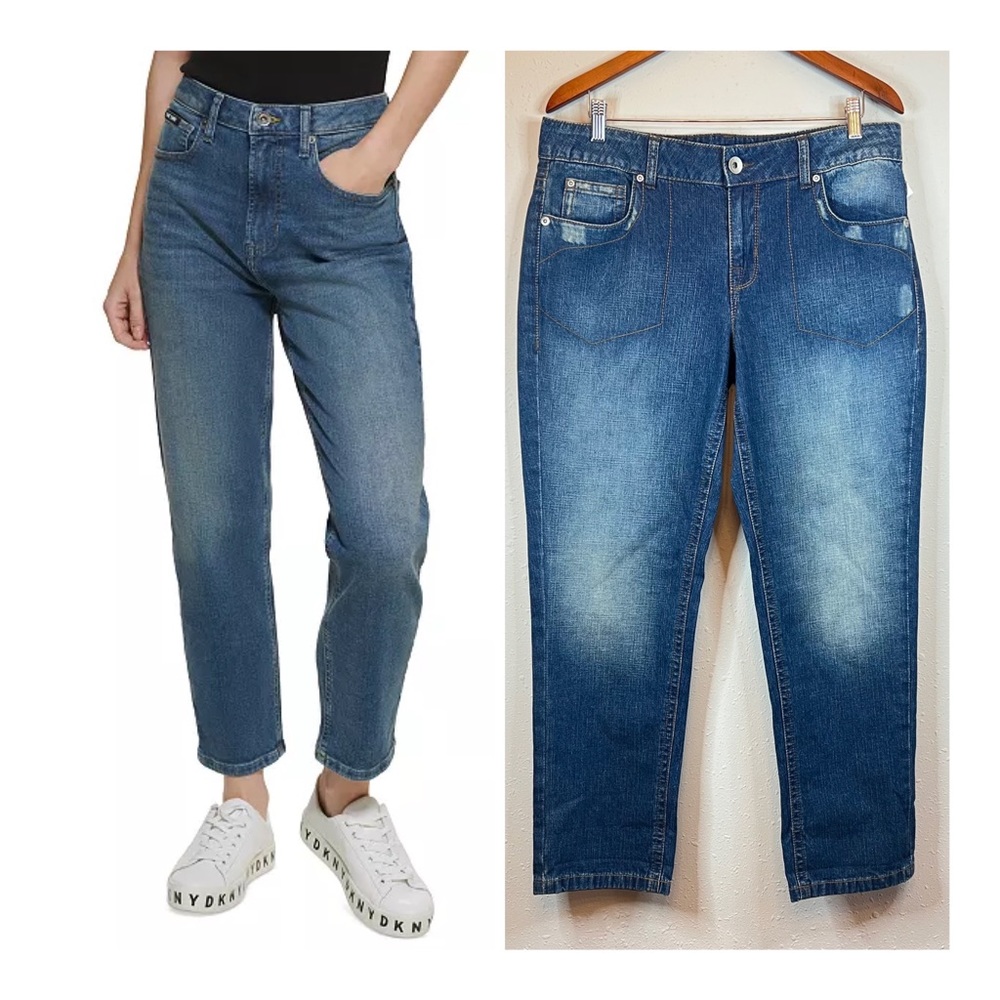 DKNY Mid Rise Distressed Women’s Boyfriend Jeans Size 12 NWT